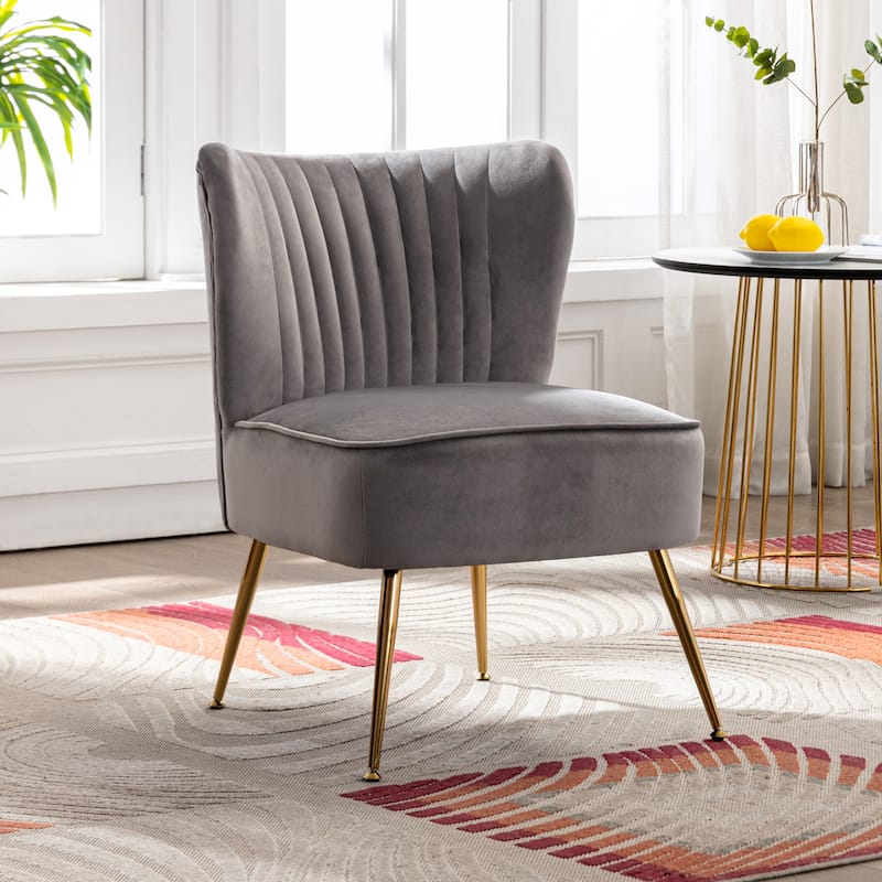 Haven Contemporary Velvet Upholstered Accent Chair - Gray