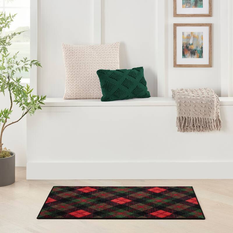 Nourison Accent Decor/Christmas Indoor Geometric Area Rug - Red/Black - 2' x 3'