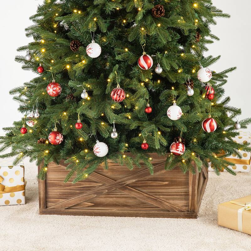 Glitzhome 22"L/26"L/32"L Handcrafted Wooden Christmas Tree Collars