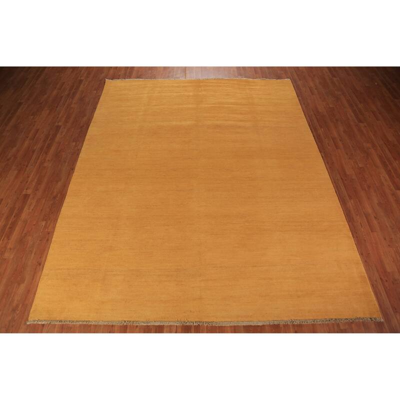 Yellow Gold Modern Gabbeh Oriental Area Rug Handmade Wool Carpet - 8'3" x 9'11"