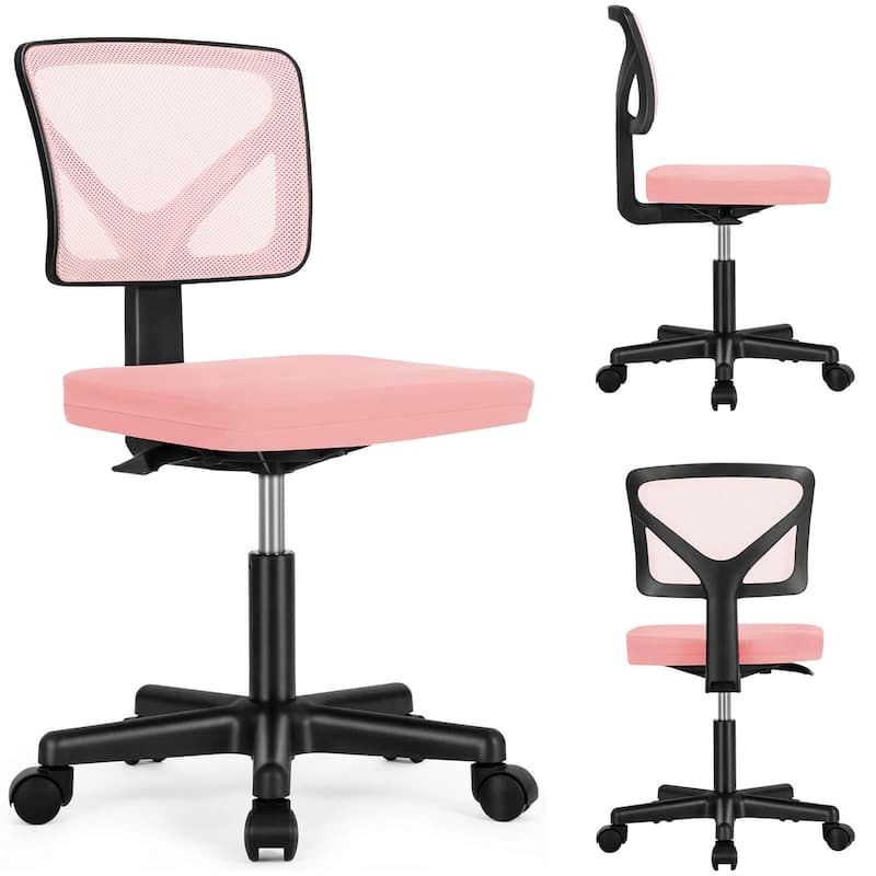 Child Armless Mesh Office Chair, Office Computer Desk Chair, Rolling Work Swivel Chairs for Home, Study, Student, Adults