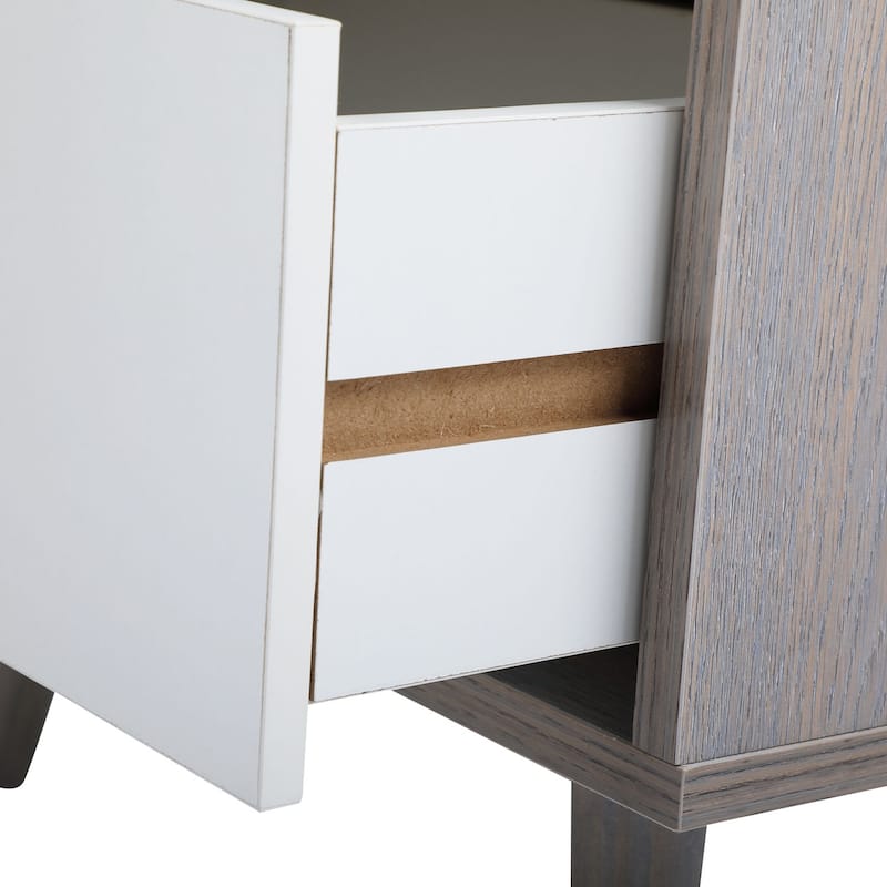 Set of 2 Low Foot Bedside Table with Drawer and Storage Compartment