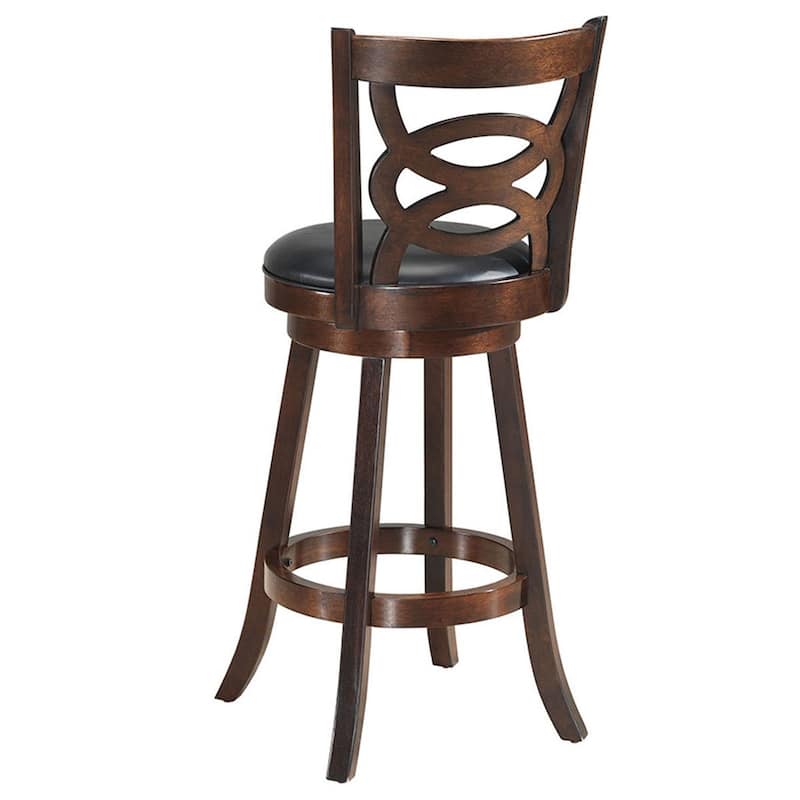 Costway Swivel Stool 29'' Bar Height Upholstered Seat Rubber Wood - 17.5''x19''x42''(WxDxH)