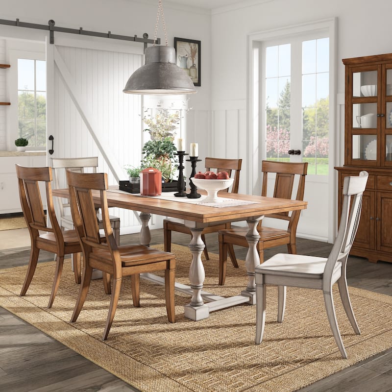 Eleanor 78-inch Oak Dining Table with Turned Leg Trestle Base by iNSPIRE Q Classic