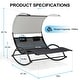 preview thumbnail 19 of 37, Outdoor Double Chaise Lounge Chair Rocking Lounger with Sunshade Canopy - 54.5"W*67.3"D*65.7"H