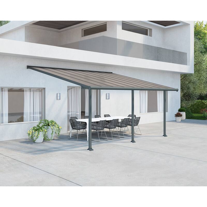 Olympia 10 ft. Gray/Bronze Aluminum Patio Cover - 10 ft. x 18 ft