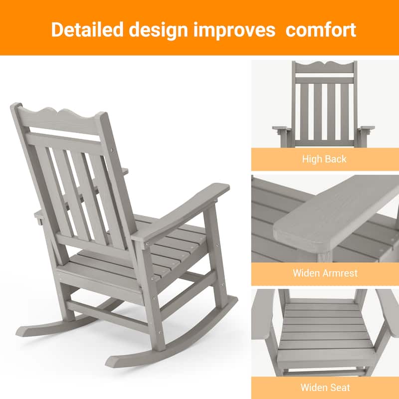 BONOSUKI Outdoor Adirondack Rocking Chair,Fire Pit Chair-Set of 2