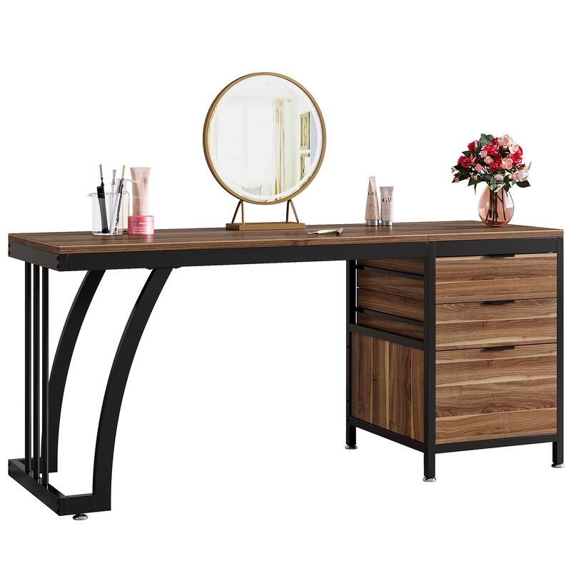59" Large Vanity Desk with 3 Reversible Drawers, Chic Makeup Dressing Table Vanity Station for Women Girls Bedroom