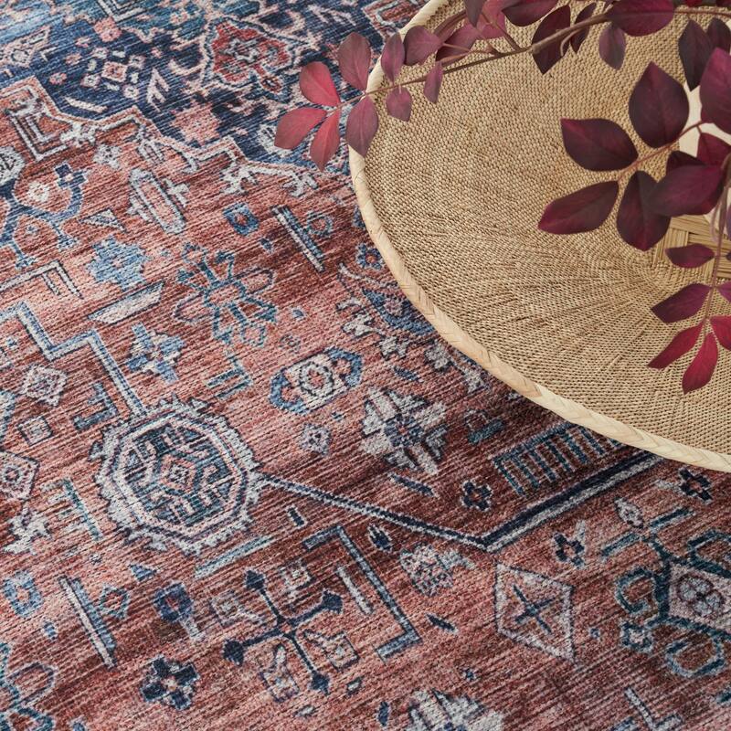 Brilliance Machine Washable Persian Vintage Medallion Area Rug