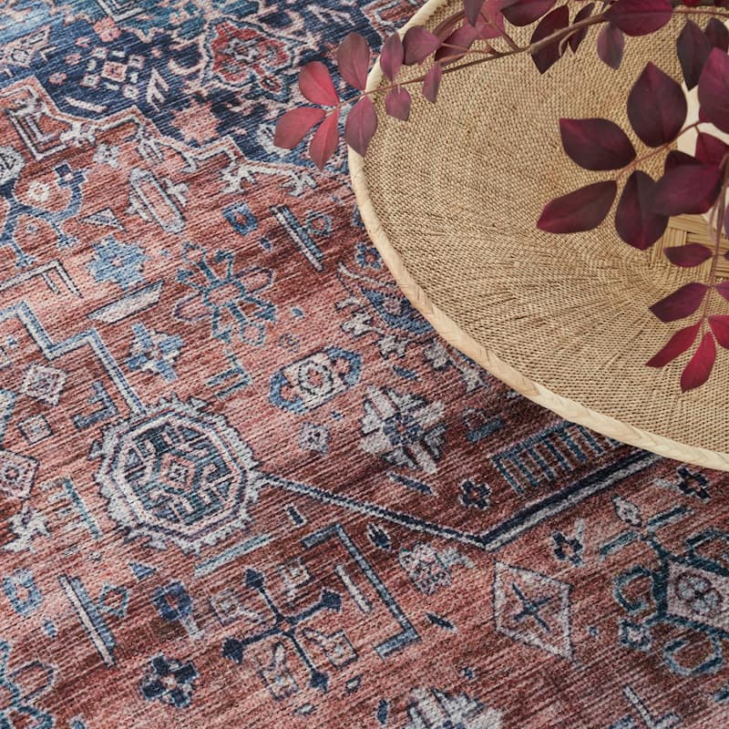 Brilliance Machine Washable Persian Vintage Medallion Area Rug