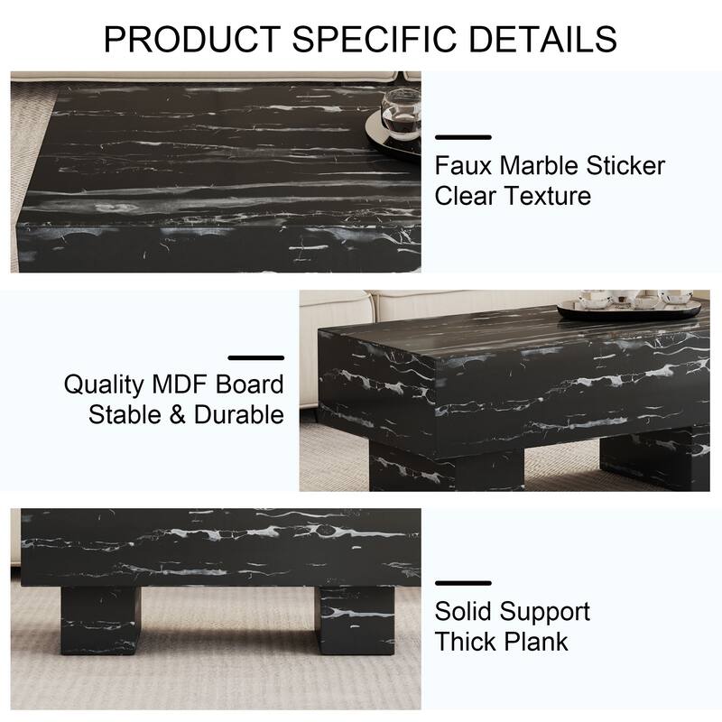43.3" Modern Rectangular Coffee Table with Sturdy MDF Support Legs for Living Room