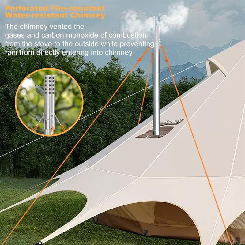 Portable Camping Tent Stove Stainless Steel Outdoor Cooking Heater Log Burner Wood Burning