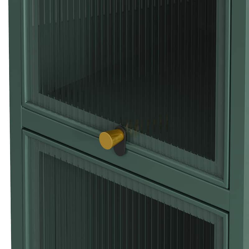 Modern Glass Door Cabinet with Featuring Storage, for Entryway Living Room Bathroom Dining Room
