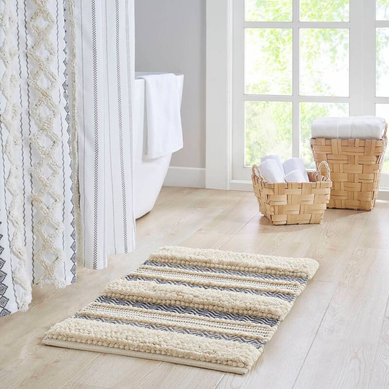 INK+IVY Asher Woven Texture Stripe Bath Rug