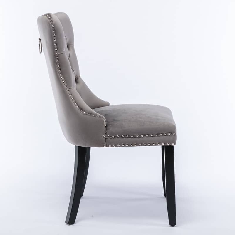 Tufted Velvet Dining Chairs with Nailhead Trim (Set of 2)