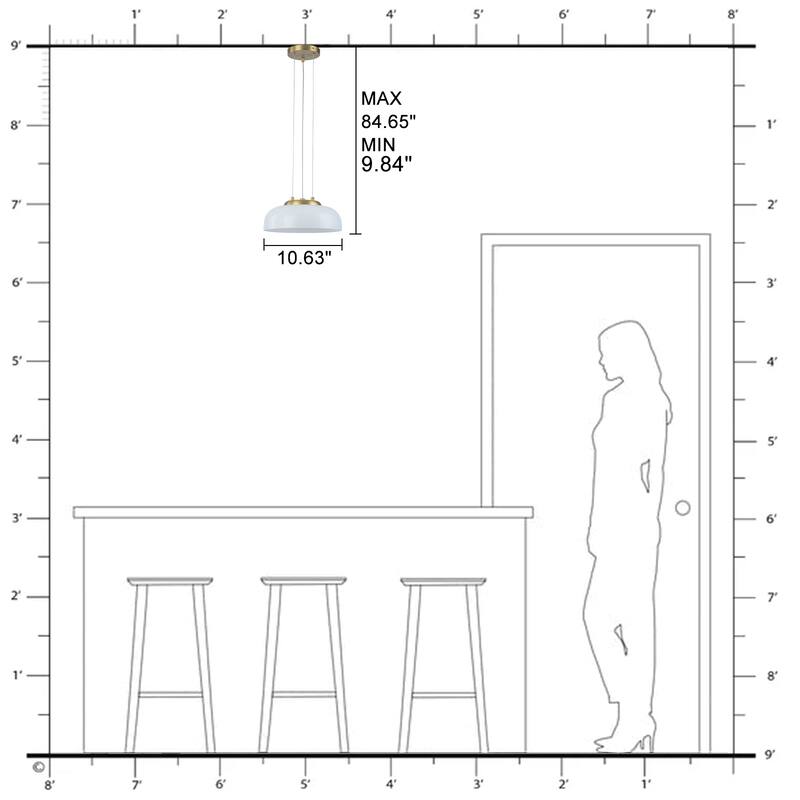 Single Light LED Pendant with Milky White Glass Shade Dimmable Modern