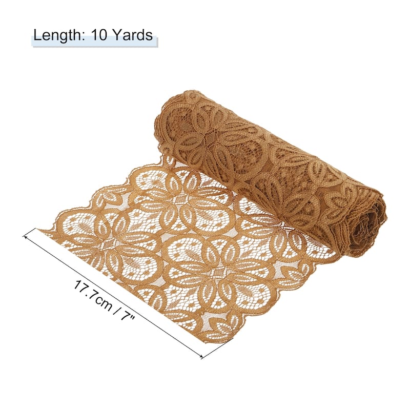 Lace Ribbon 7 Inch Lace Flower Trim for Craft Gift Wrappers Wedding - Light Brown - 10 Yard
