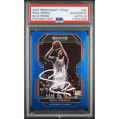 Paul Pierce 2022 Panini Prizm Blue Signed Card #40 Auto Graded PSA 10 73/199 - 8' x 11'