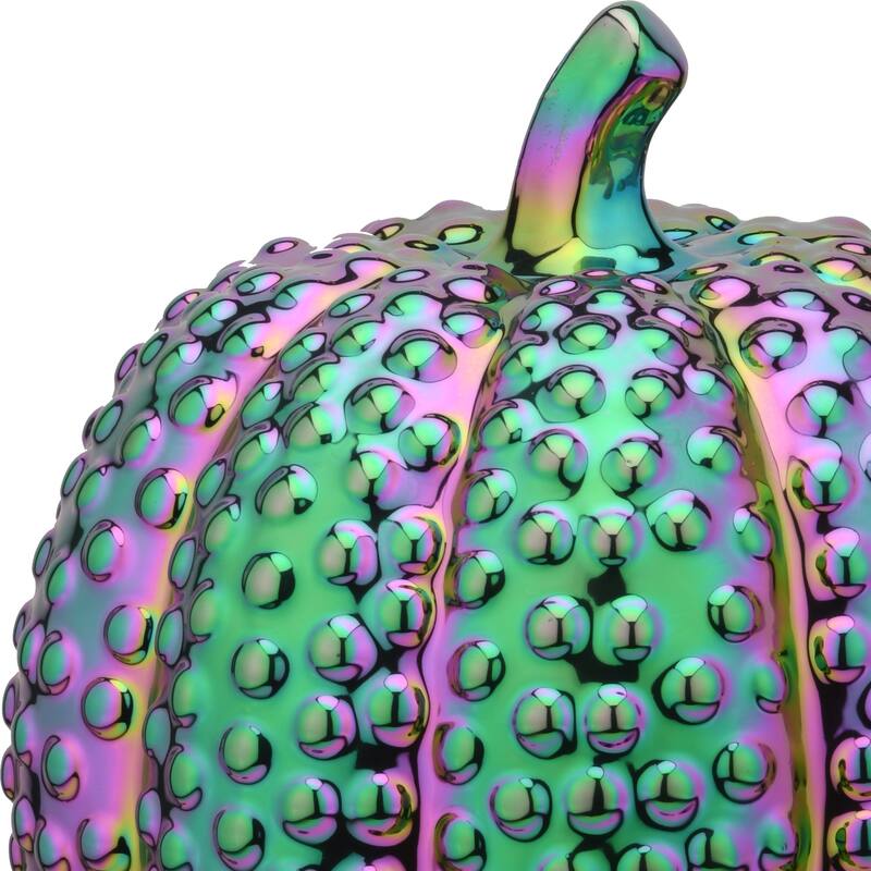 National Tree Company Halloween Iridescent Pumpkin Decoration, 10 Inches - 10 in