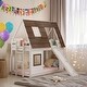preview thumbnail 4 of 23, House Bunk Bed with Window Roof Shape Design with Climbing Ramp