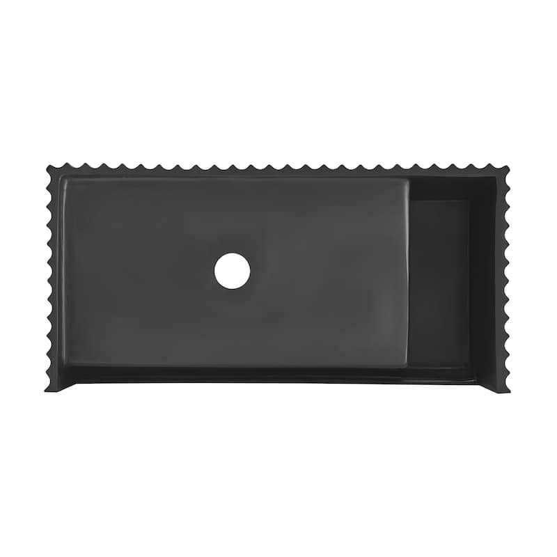 Limoges 24" Rectangle Wall-Mount Bathroom Sink In Matte Black - 11.8" x 23.75" 7.85"