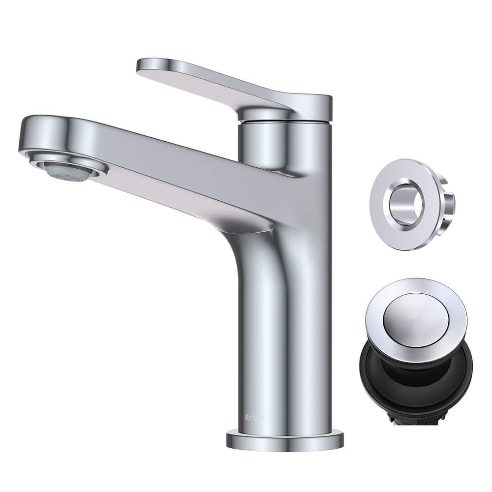 Kraus KBF-1411 Indy 1.2 GPM Single Hole Bathroom Faucet with Push