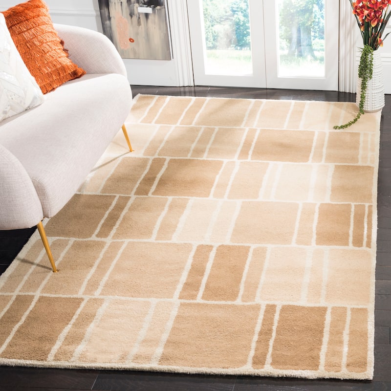 Martha Stewart by SAFAVIEH Blocks Wool Rug - 5' x 8' - Camel/Ivory