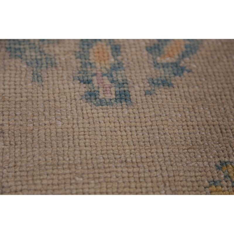 Hand Knotted Oriental 100% Wool Carpet Transitional All-Over Beige & Ivories Oushak Area Rug - 12' 5'' X 8' 7''