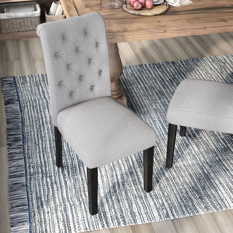 Copper Grove Chalwa Tufted Linen Fabric Dining Chairs (Set of 2)