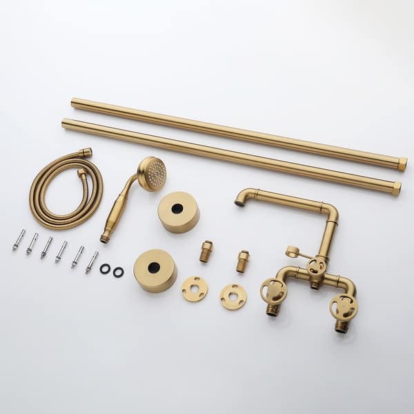 dimension image slide 1 of 3, Rbrohant Industrial Style Freestanding Bathtub Faucet, High Flow Shower Floor Mounted Tub Faucets