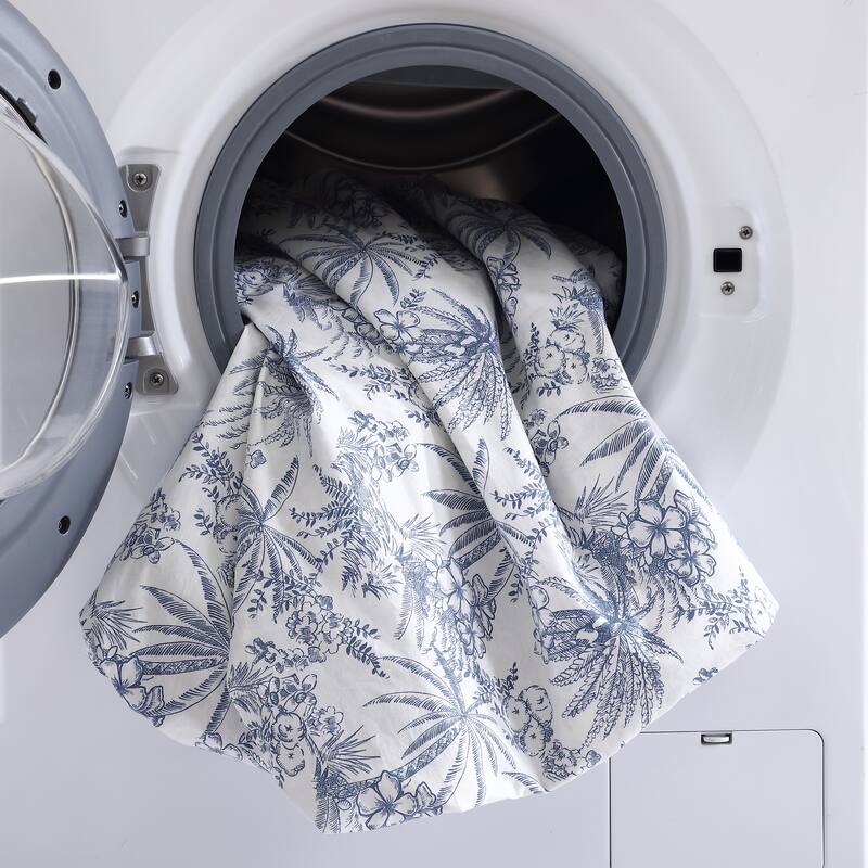 Tommy Bahama Pen And Ink Blue Cotton 3 Piece Duvet Cover Set