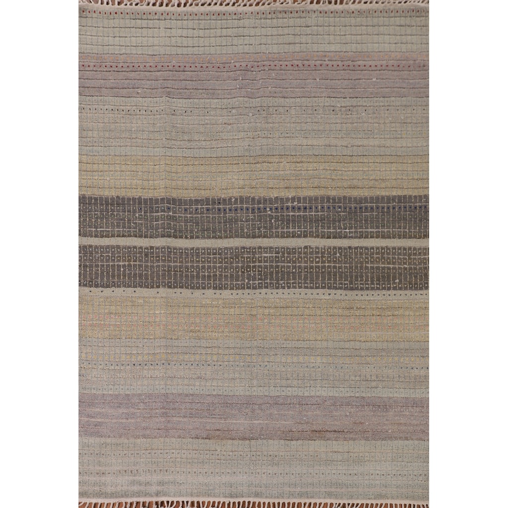 Striped Moroccan Style Area Rug Hand-Knotted Wool Carpet - 8'0" x 10'3"