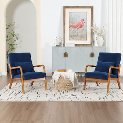 Solid wood casual armchair modern style with pillow