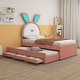 preview thumbnail 4 of 46, Upholstered platform bed with headboard with shelves and drawers Pink - Twin