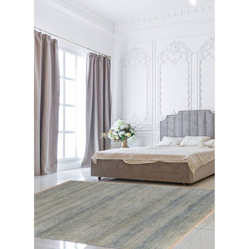 ECARPETGALLERY Hand-knotted Pak Finest Gabbeh Light Blue Wool Rug - 4'2 x 6'0