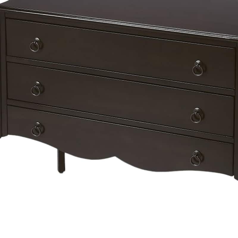 HomeRoots 34" Dark Brown Solid Wood Three Drawer Dresser