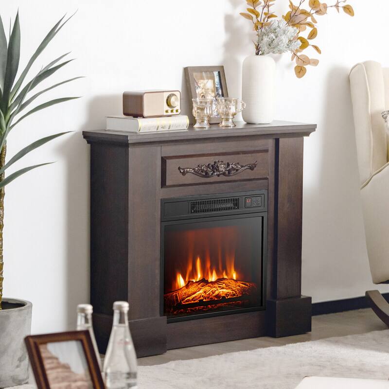 Gymax 18'' Electric Fireplace Inserts & Freestanding Adjustable Heater