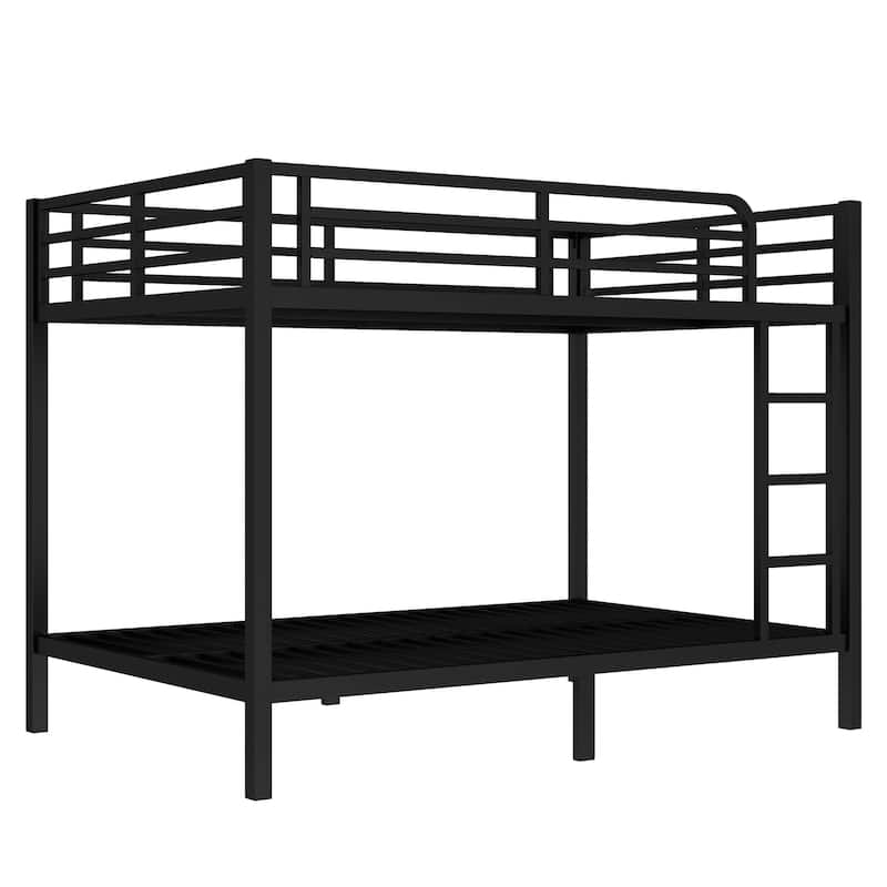 Metal Full XL over Full XL Bunk Bed for Teens and Adults,Space-Saving/Noise Reduced/No Box Spring Needed, Black