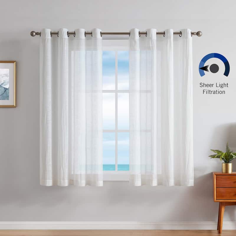 Nautica Cordelia Crushed Sheer Grommet Extra Wide Curtains (Set of 2)
