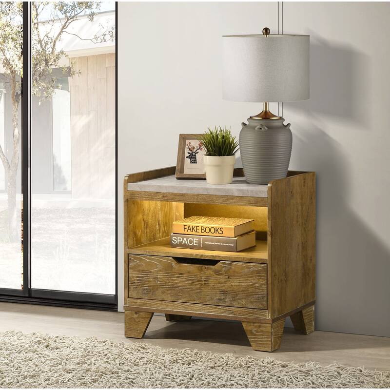 1-Drawer Nightstand with Integrated LED