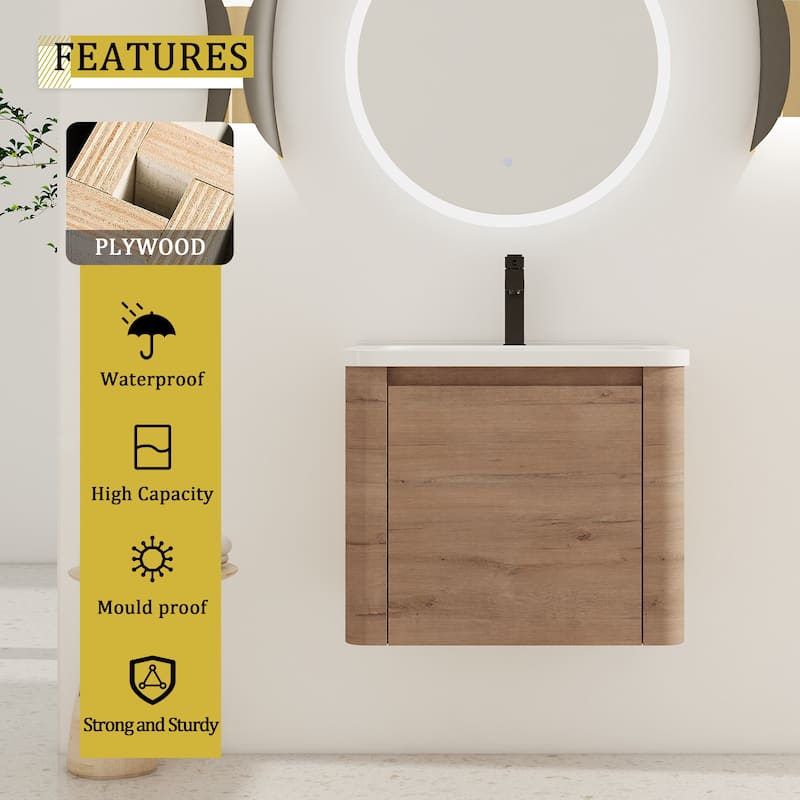 Wall-Mounted Bathroom Vanity with Ceramic Sink