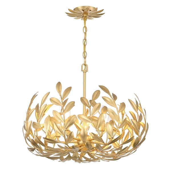 slide 2 of 5, Broche 5 Light Antique Gold Chandelier