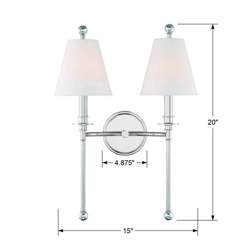 Riverdale 2 Light Polished Nickel Wall Mount - 15'' W x 14.5'' H x 7'' D