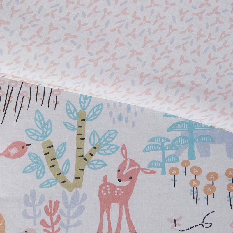 Intelligent Design Kids Kinsley Blush Woodland Animals Cotton Reversible Comforter Set