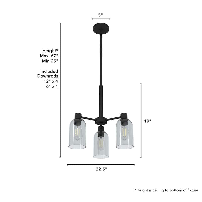 Hunter Lochemeade 3-Light Chandelier - Kitchen-Dining Table, Entry - Modern Farmhouse, Contemporary, Industrial