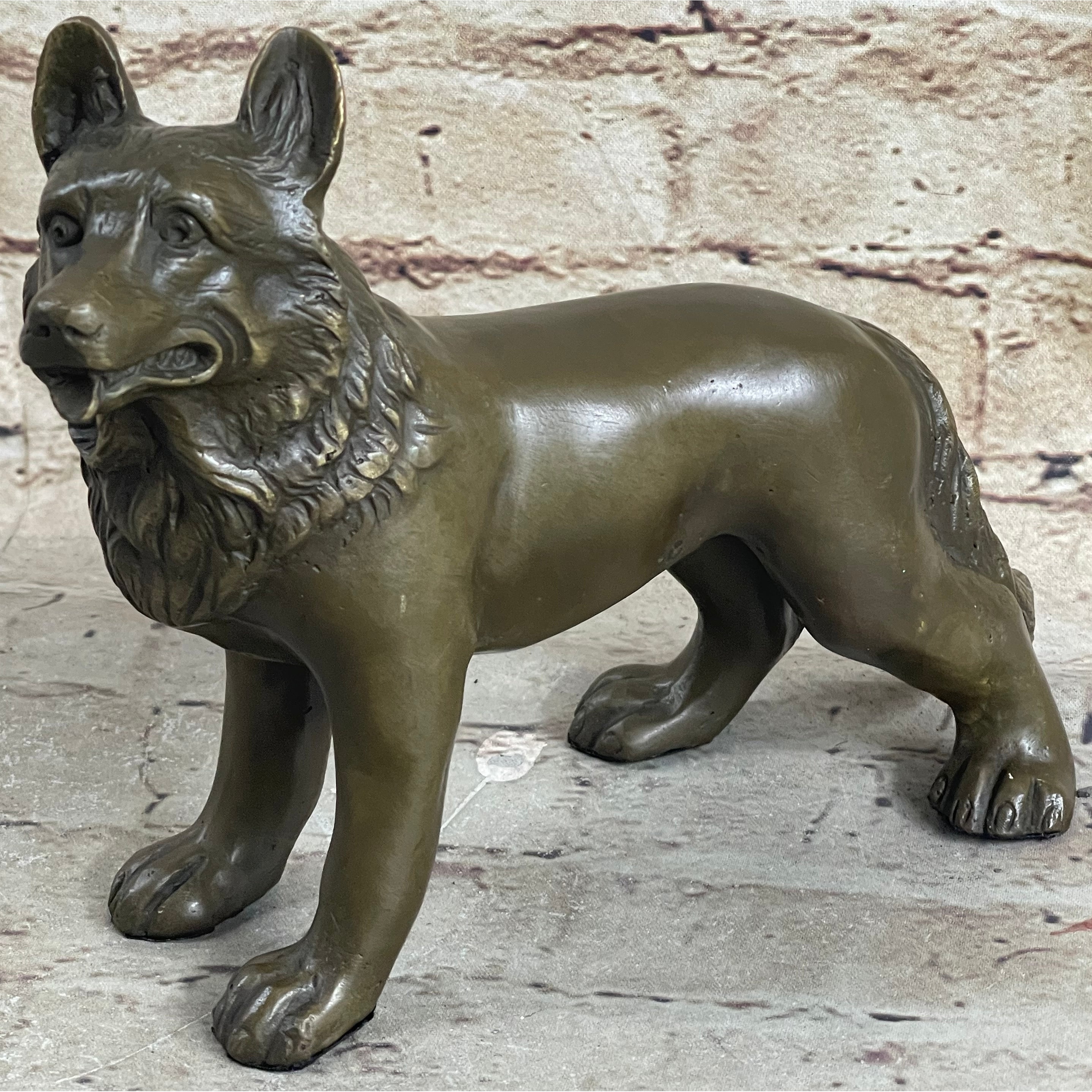 German Shepherd Puppy Dog Bronze Figurine Figure Sculpture Collectible 6 Inches X 9 Inches