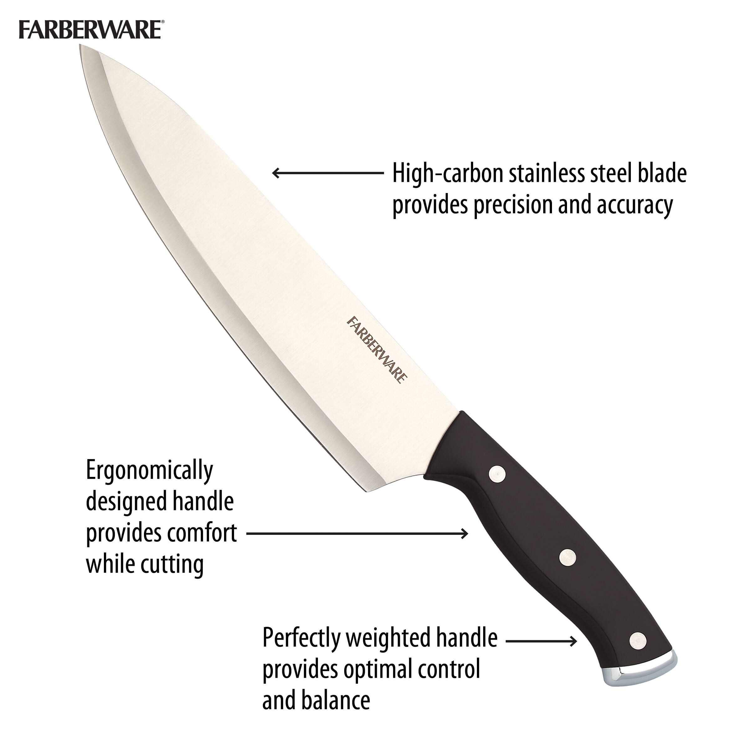 Farberware Edgekeeper 13-piece Pro Self-Sharpening Knife Block Set in Black