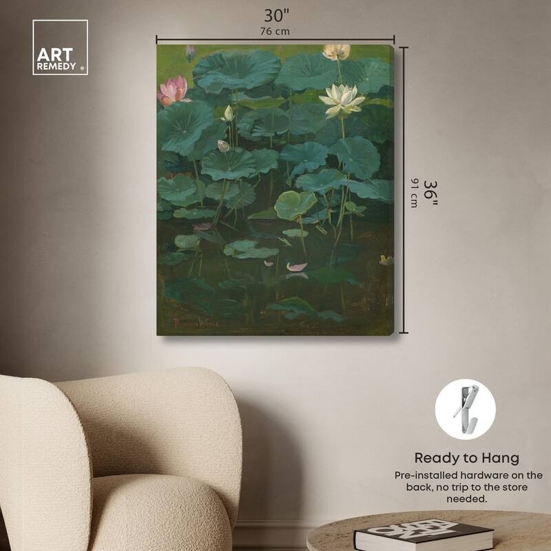 Theodore Wores Lotus Canvas by Art Remedy, Gallery Wrapped