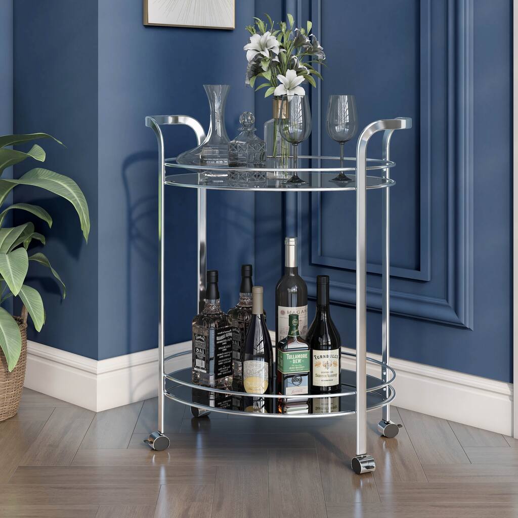 DH BASIC Modern Chrome Bar Cart by Denhour