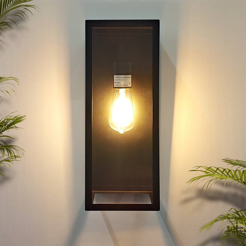 Modern Outdoor Wall Lanterns,with Rectangular Metal & Glass Sconce, Waterproof Exterior Wall Light for Patio/Front Door/Garden